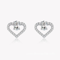 Classic 925 Silver Heart Bling Stud Earrings Hearts